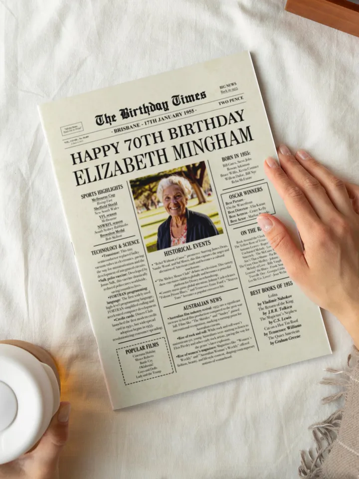 70th birthday newspaper 1955 printable poster australia 70th birthday gift for men or women 70th birthday decorations vintage digital sign