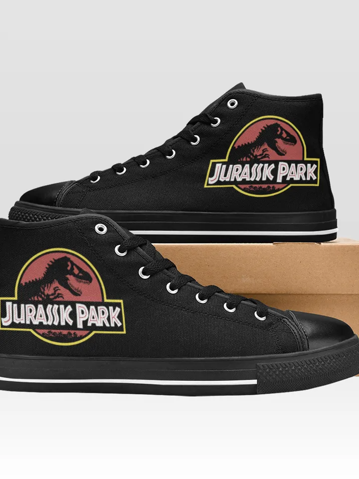 Dinosaur Park World Shoes, High-Top Sneakers, Handmade Footwear