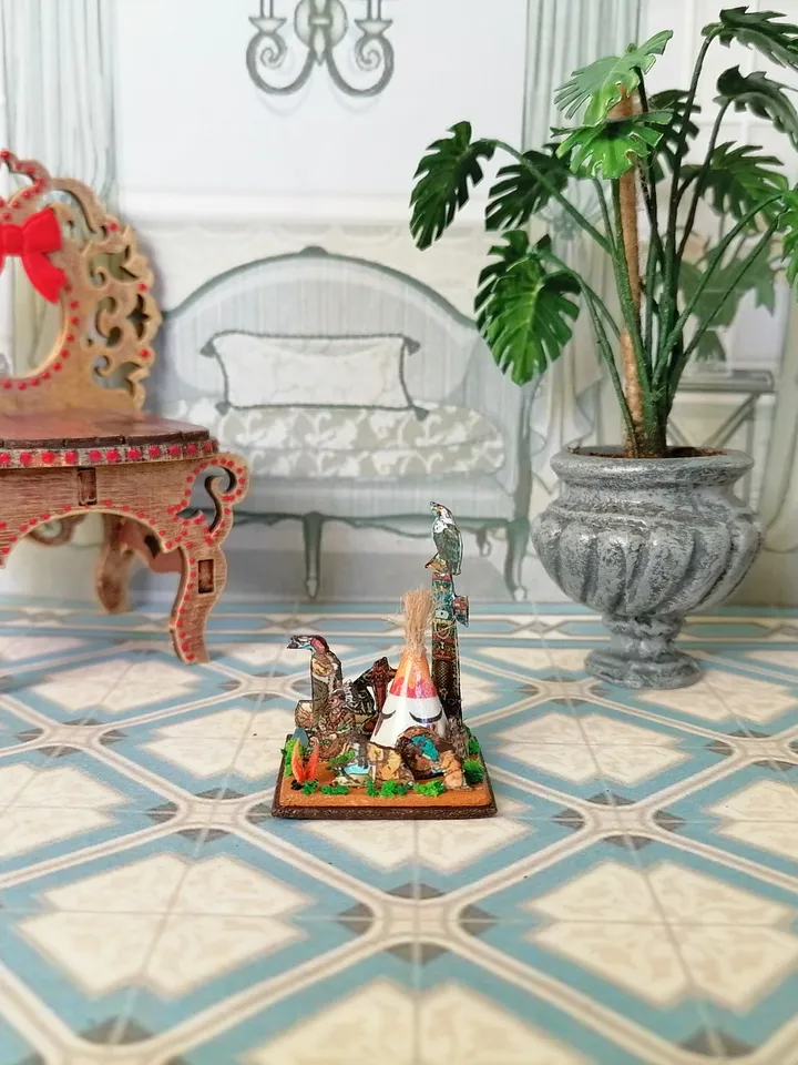 Indian village. Puppet miniature.1:12 scale.