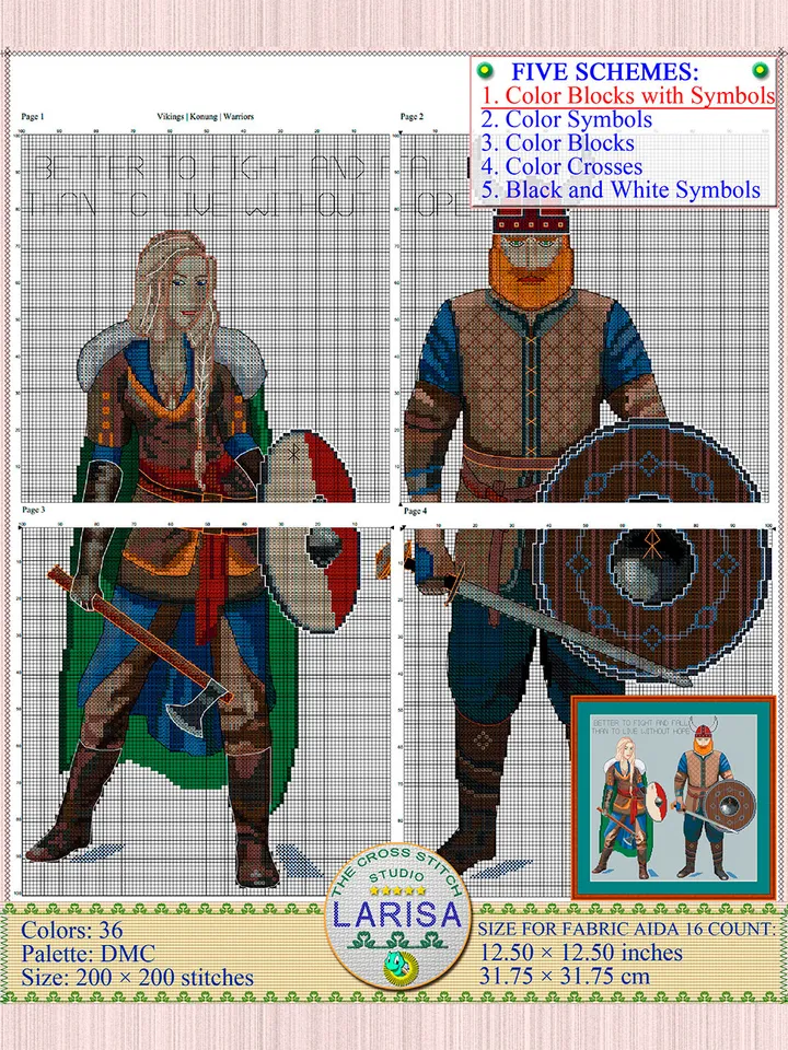 Vikings Cross Stitch Pattern | Viking Warriors | Konung