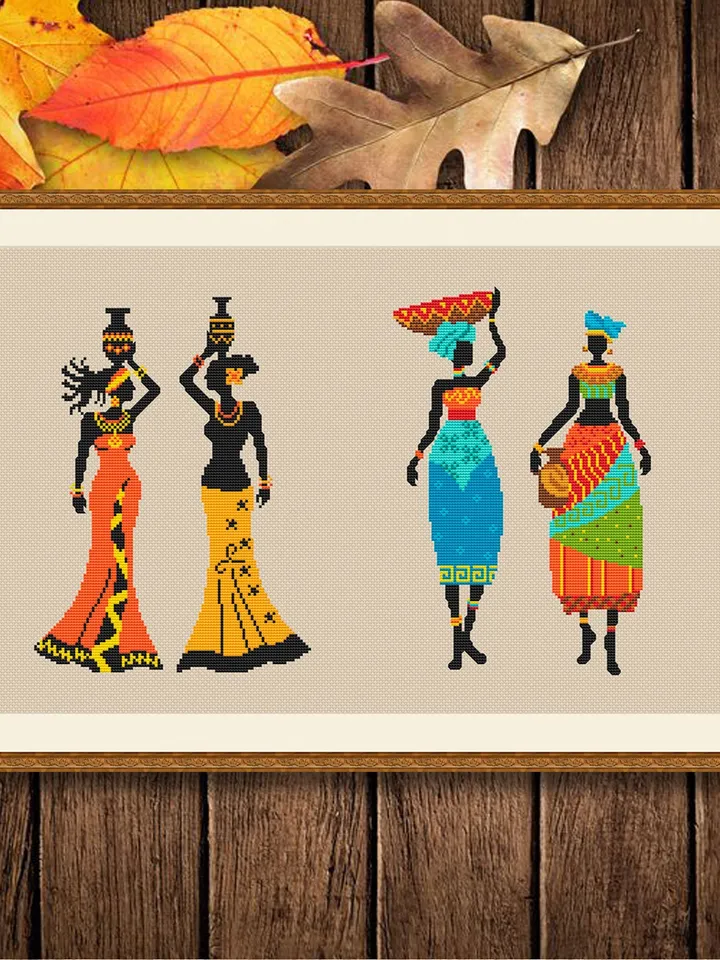 African Woman Cross Stitch Pattern, African Cross Stitch Pattern, Folklore Cross Stitch Pattern, African Motifs Patterns #oth002