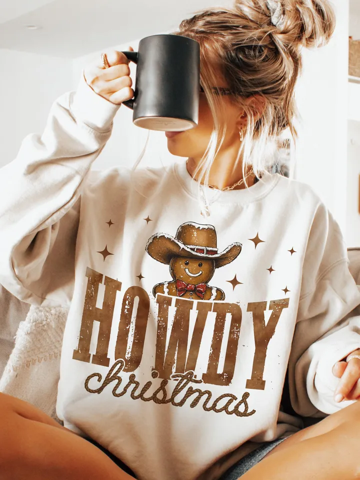 Howdy Chrsitmas Gingerbread man PNG, Christmas Season Png, Christmas western PNG, Christmas png, Retro Christmas Shirt PNG, howdy png files