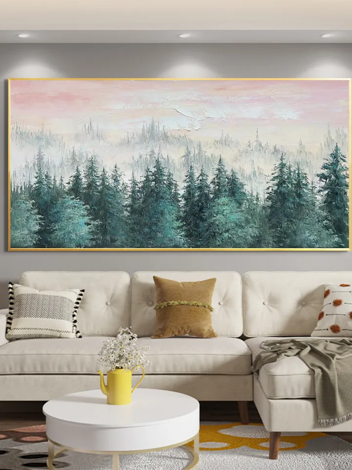 Large Original Forest Oil Painting On Canvas, Canvas Wall Art, Abstract Green Tree Painting, Boho Wall Decor, Custom Painting, Home Decor