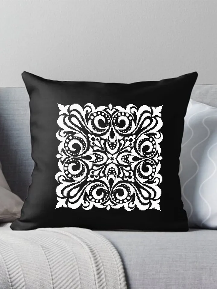 Square mandala cross stitch pattern PDF download Monochrome mandala embroidery PDF, Square ornament pattern for cross stitch pillow #M214