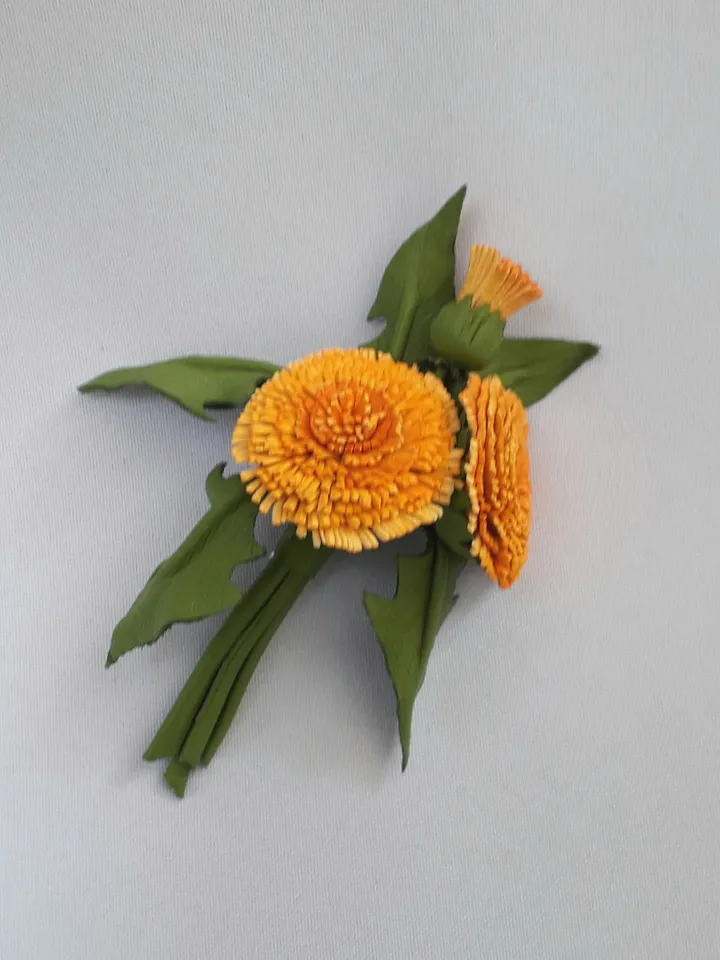 Leather brooch dandelion for her, Leather jewelry, 3rd anniversary gift for wife