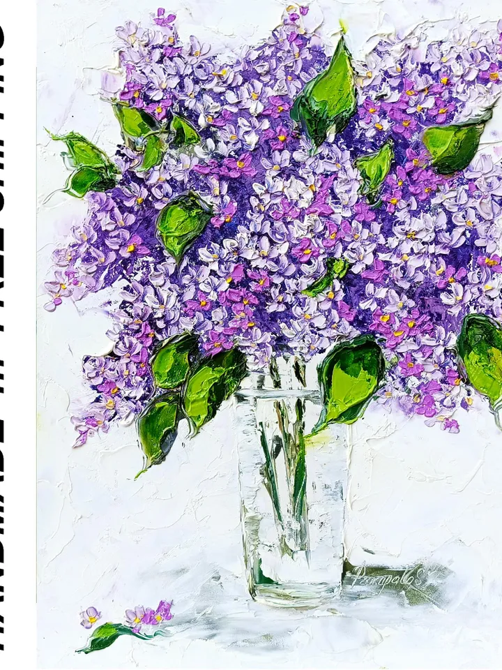 Lilac Painting Flower Original Art Impasto Oil Painting Art Lilac Flowers Painting Landscape 14 x 11 by ArtProkopaloSv