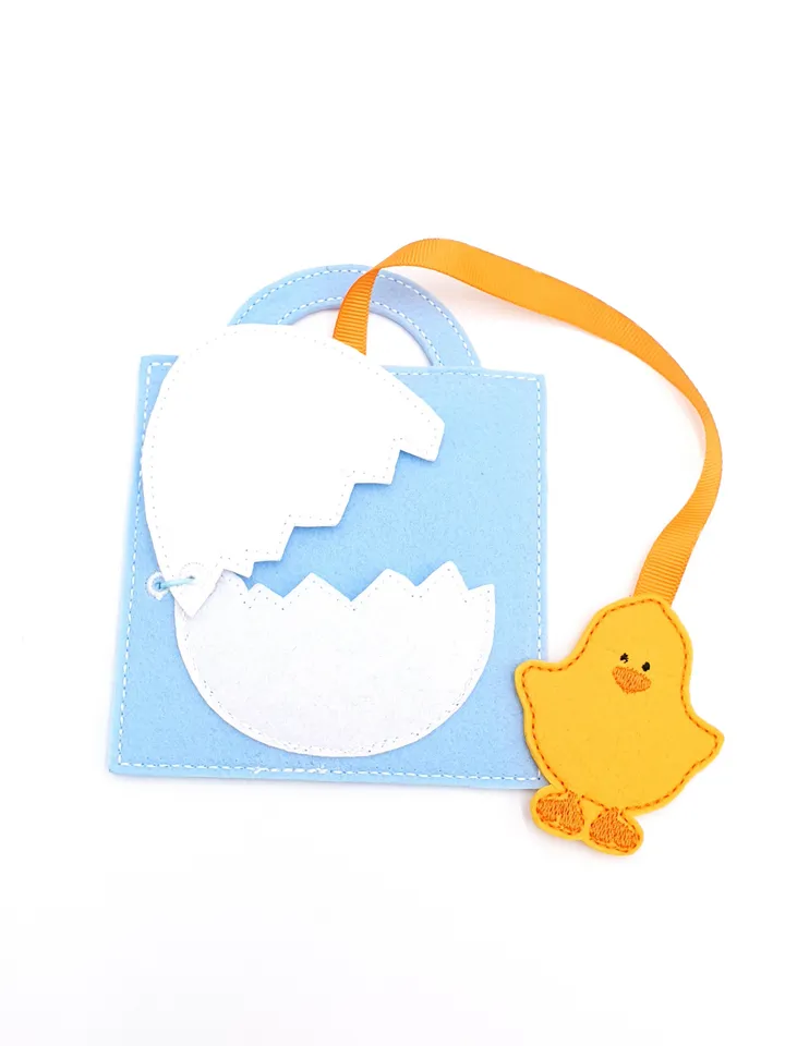 Chick in Egg Quiet Book Page ITH Embroidery Design, Hatching Egg Felt Activity Page, Peekaboo Toy Pattern, 4x4 Hoop