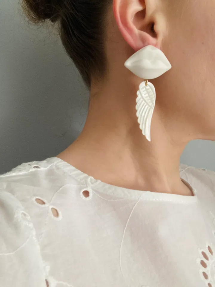 Earrings English biscuit porcelain