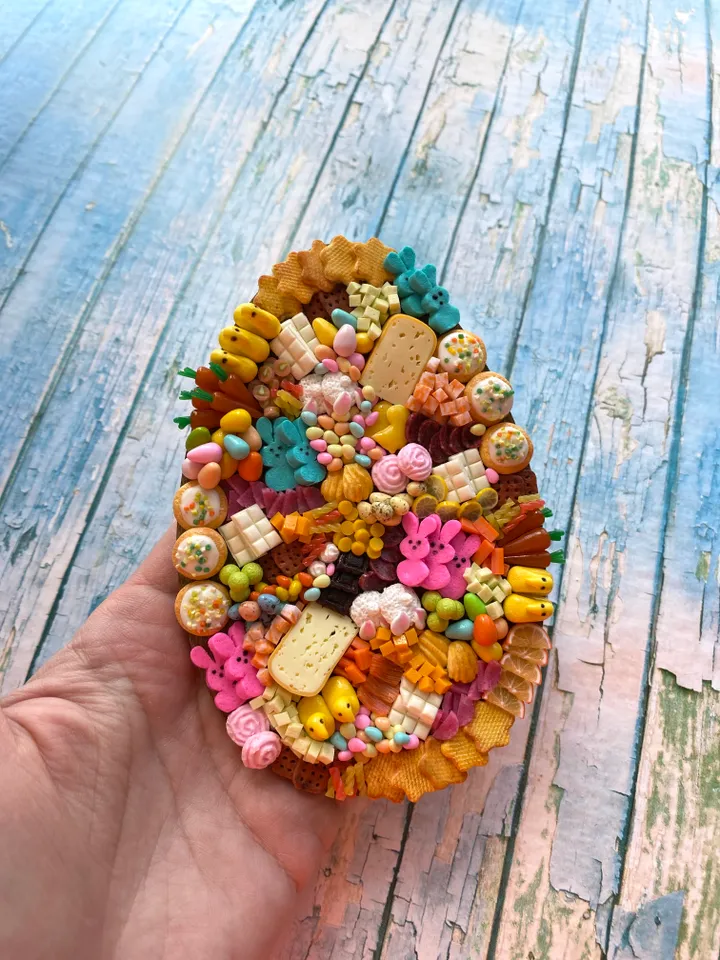 Magnet Miniature Easter Charcuterie Board with Polymer Clay