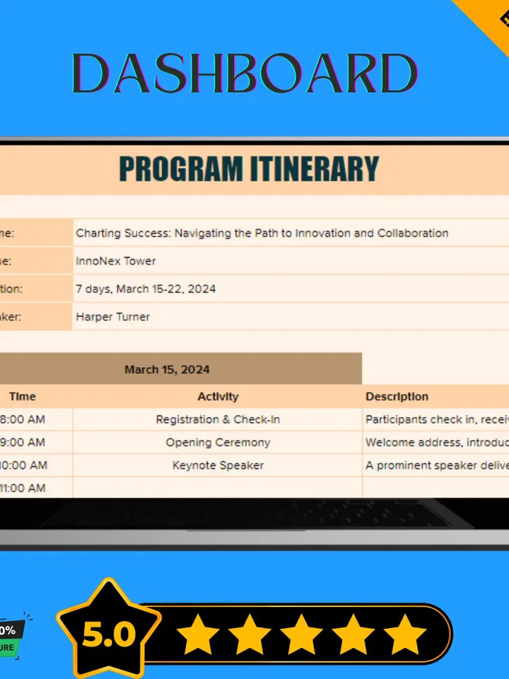 Program Itinerary Template, Editable Google Sheets Template, Digital Download, Easy to Use, Event Planning, Travel & Meeting Schedule Tool