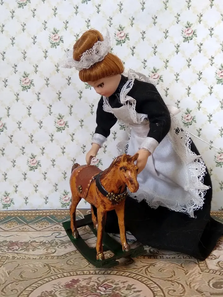 Wheelchair horse. Dollhouse miniature.1:12 scale.