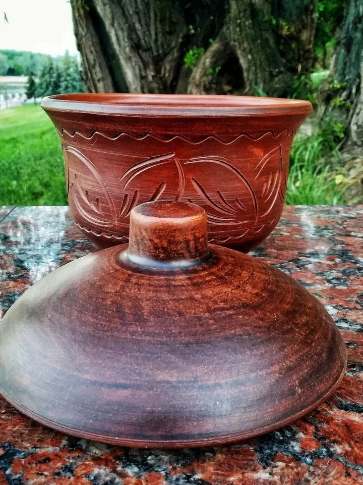 Ceramic Pottery Clay Casserole, ecologically clean products. High Handmade 1700ml 57.48fl.oz