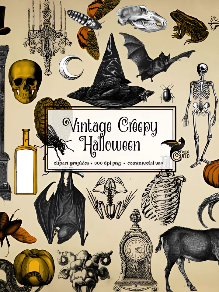 Vintage Creepy Halloween Clipart