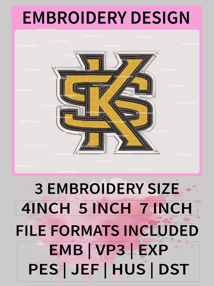 NCAA Kennesaw State Owls Embroidery File, 3 Sizes, 6 Formats, NCAA Machine Embroidery Design, NCAA Logo, NCAA Teams