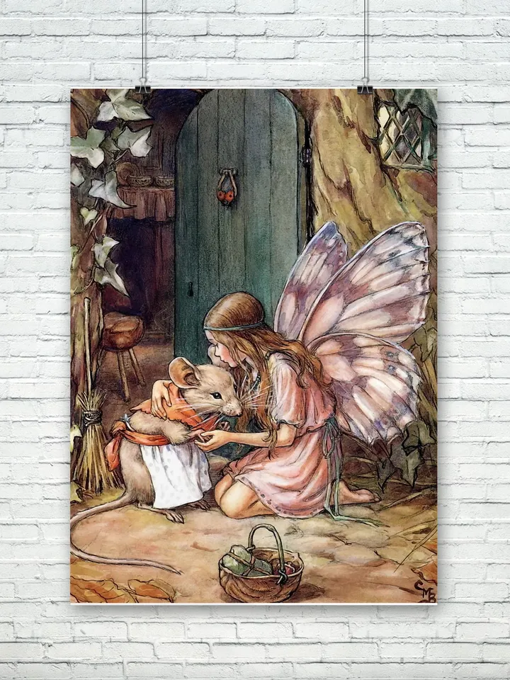 Cicely Mary Barker - Fairy's visit. Vintage illustration.