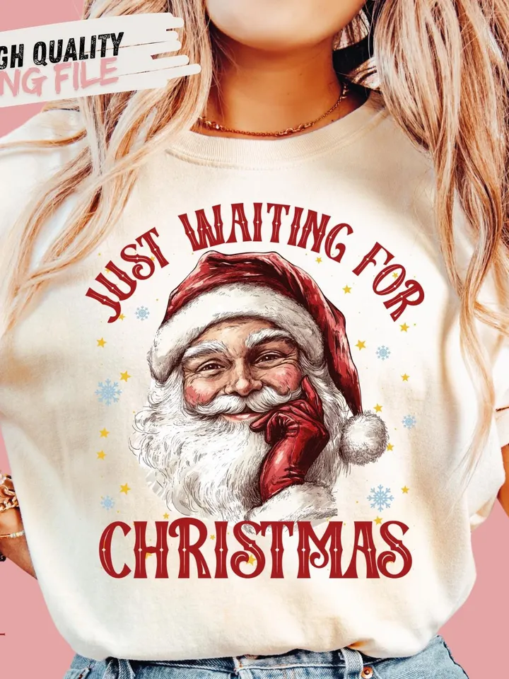 Waiting For Christmas png, Retro Christmas png, Vintage Santa png, Christmas png, Santa Claus png, Merry Christmas png, Santa Sublimation