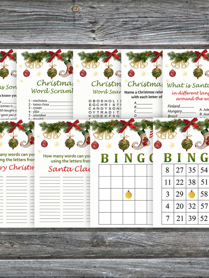 Christmas party games bundle,Printable Christmas Party Game Pack,Christmas decorations Christmas Trivia Game Cards