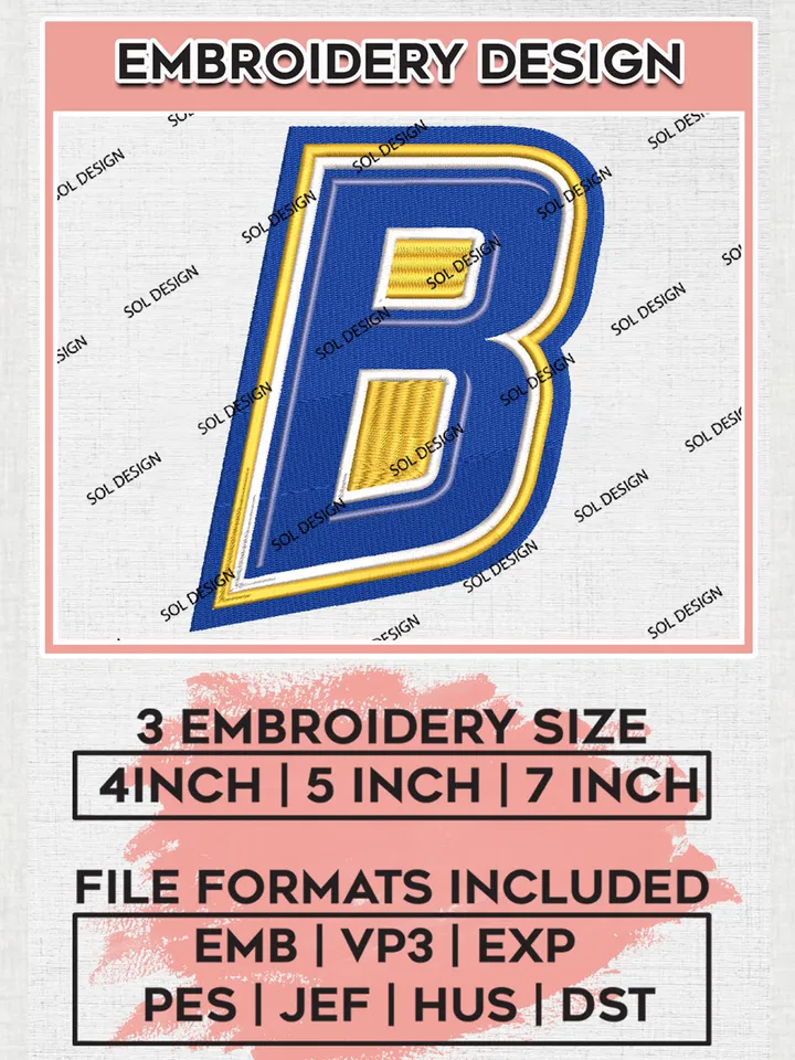 NCAA Cal State Bakersfield Roadrunners Team Letter Logo Embroidery Design Files, NCAA Cal State Bakersfield Roadrunners Machine Embroidery, NCAA Teams, Game Day, 3 sizes, NCAA Machine embroidery designs, Digital Download