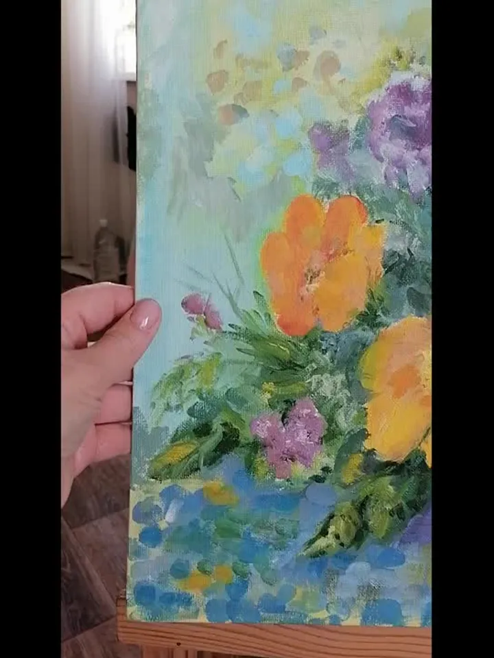 Painting Summer flowers. Flowers. Wall Art. Vase  with Flowers. Summer