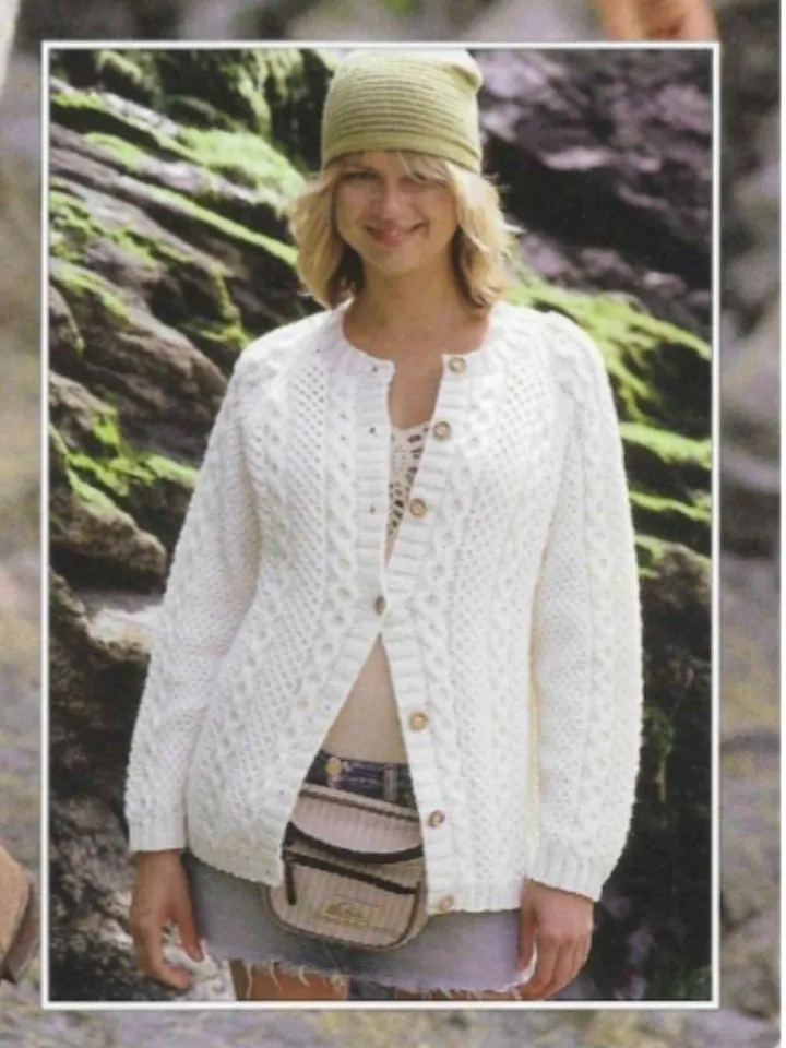 Cardigan pattern, cardigan knitting pattern, Aran cardigan women ladies cardigan 32-54 inch pdf