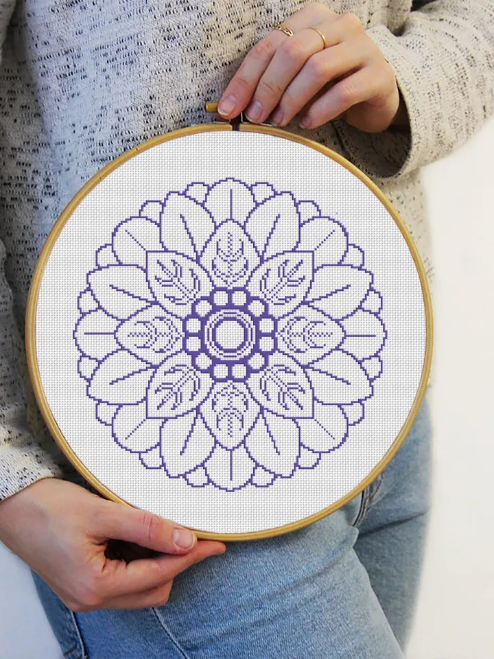 Mandala set cross stitch pattern download PDF, Monochrome mandala embroidery, Floral ornament cross stitch chart, Mandala digital PDF #S10