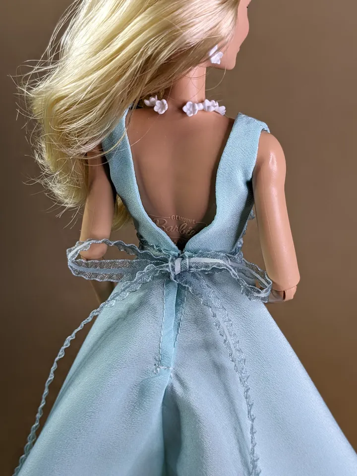 Handmade turquoise decorate evening dress for 1/6 scale fashion female dolls