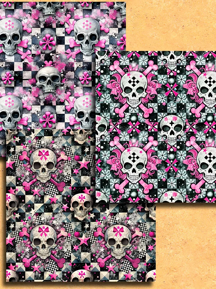 Patterns with cute skulls 16 pieces, Magic paper for printing, creativity, scrapbooking, office.
Patterns with cute skulls 16 pieces, Magic paper for printing, creativity, scrapbooking, office.