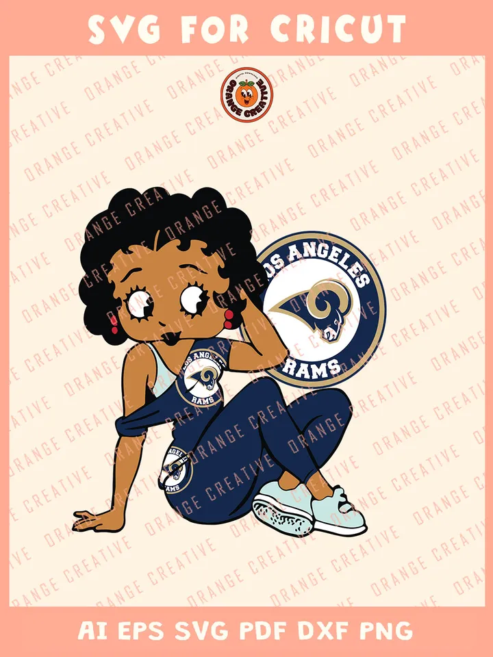 Betty Boop x Los Angeles Rams Team Svg, NFL Rams Team Svg, NFL Football SVG for cricut, Rams Team Gift For Fan, Svg Files for Cricut, Png, Dxf, Digital Download