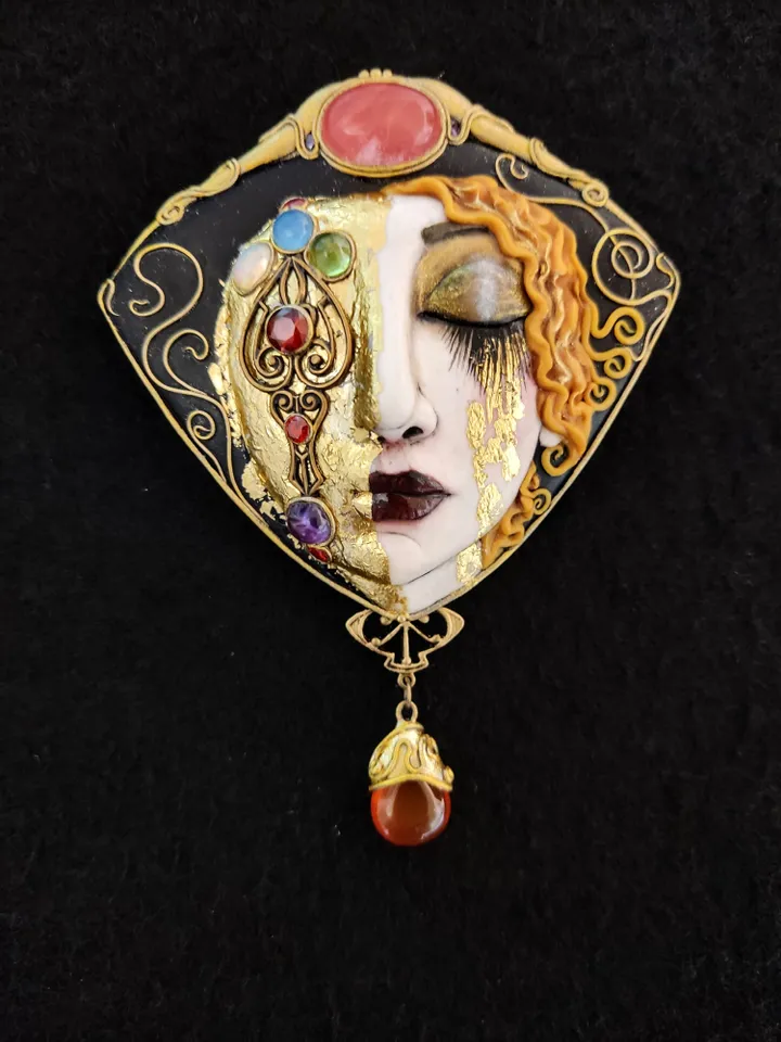 Necklace-brooch "Golden Tears" based on the painting by Anne-Marie Zilberman