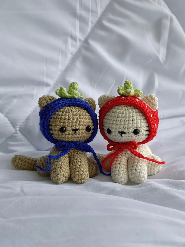 Crochet pattern kitty in the hat, crochet cat amigurumi, animals crochet pattern, PDF file US terms