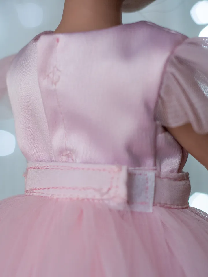 Beautiful pink fluffy dress for Paola Reina doll, Little Darling by Dianna Effner clothes, 13 inch doll clothes