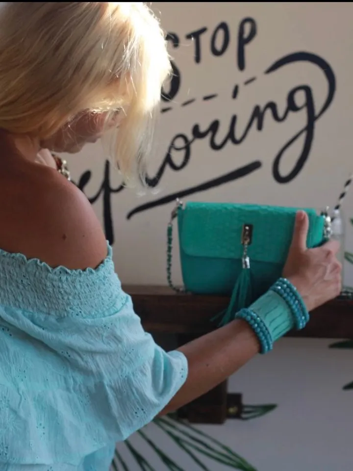 Bag Crossbody turquoise colour Genuine Python Skin | Summer Bag Women | Exotic Leather Bags | Classy Elegant Small Crossbody | Python Bags