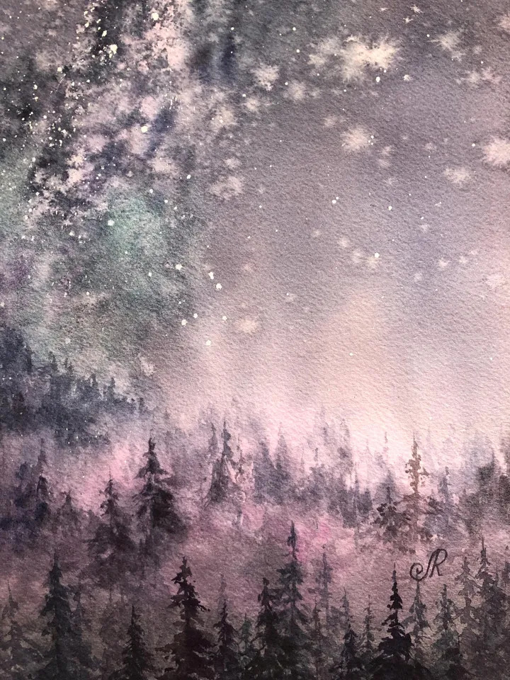 Space Painting Night Sky Wall Art Original Watercolor Painting Stars Wall art