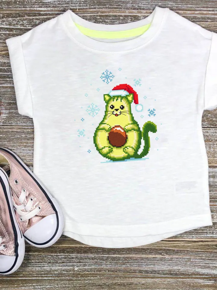 Kawaii Christmas avocado cross stitch pattern download PDF, Funny avocato, Holiday embroidery beginner, Cute kawaii cat cross stitch #N71
