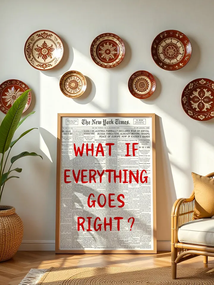 What If everything goes right Retro Newspaper Print, Trendy Wall Art, Typography Poster, Red Aesthetic, Printable Wall Art, Digital Print