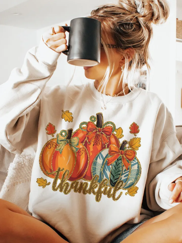 Thankful gold glitter png coquette, Thanksgiving png colorful brushstroke acrylic pattern Watercolor design for sublimation, dalmatian dots