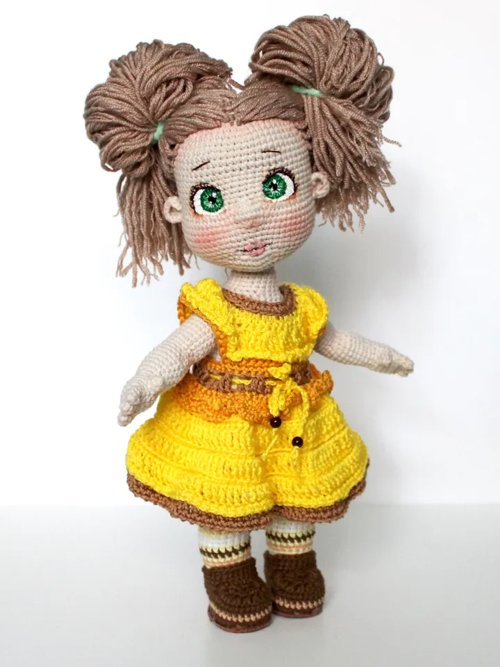 Doll crochet pattern PDF in English Amigurumi winter clothes doll DIY gift for baby girl