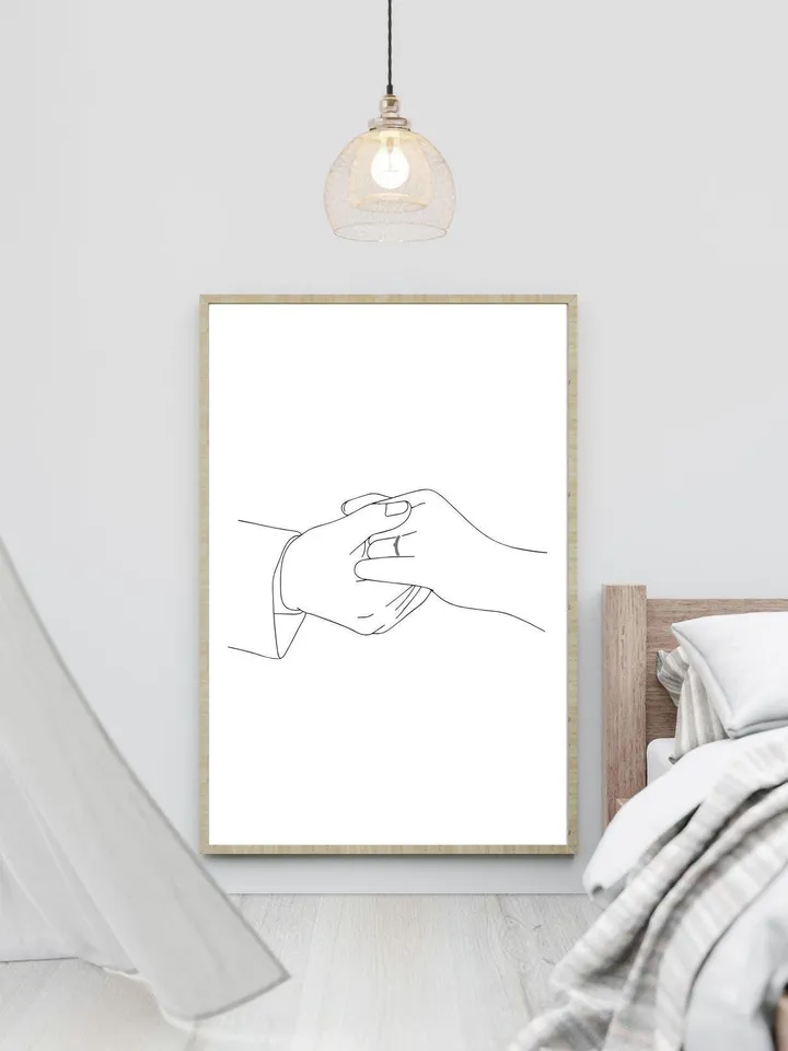 Holding Hands Wall Art, Engagement, Engaged Couple Hands, Hands Line Art, Line Drawing, Holding Hands Printable, Couple Hands,Valentines Day