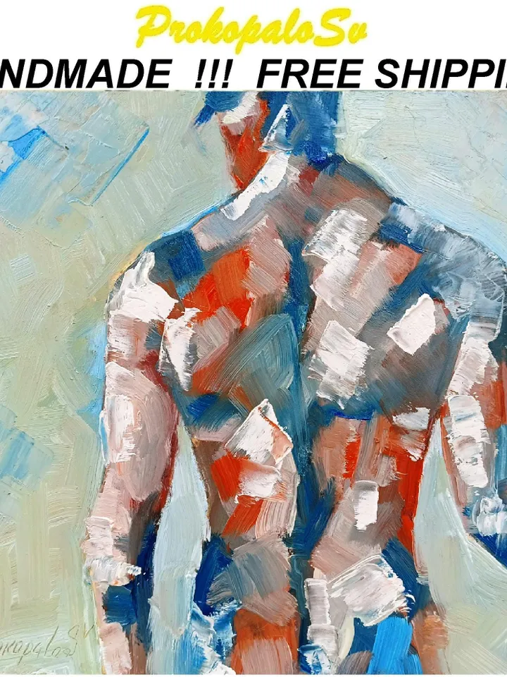 Gay Body Painting Male Original Art Men Abstract Wall Art 8x8 Gay Wall Decor Gifts for Him Personalized Gifts by ArtProkopaloSv
