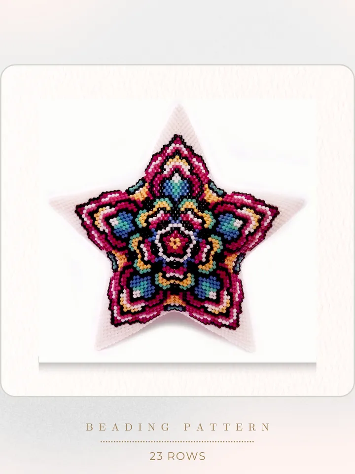 3D Peyote Star, Deja Vu, Abstract ornament, Beading tutorial, Seed Bead patterns