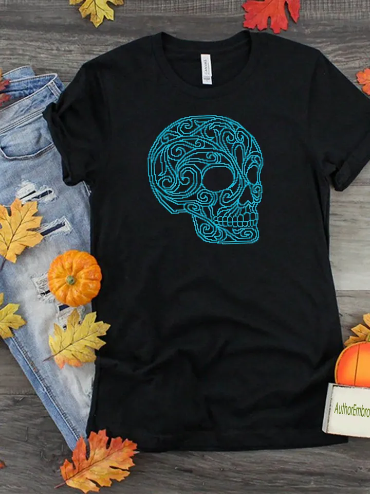 Skull mandala cross stitch pattern download PDF Halloween skull embroidery, DIY home decor, Monochrome cross stitch chart Skull decor #M174