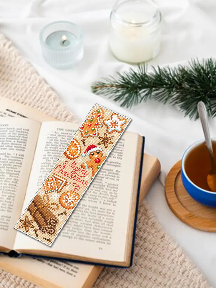 Christmas bookmark cross stitch pattern PDF download Christmas gingerbread cross stitch, Bookmark pattern digital PDF, Christmas spice #N381