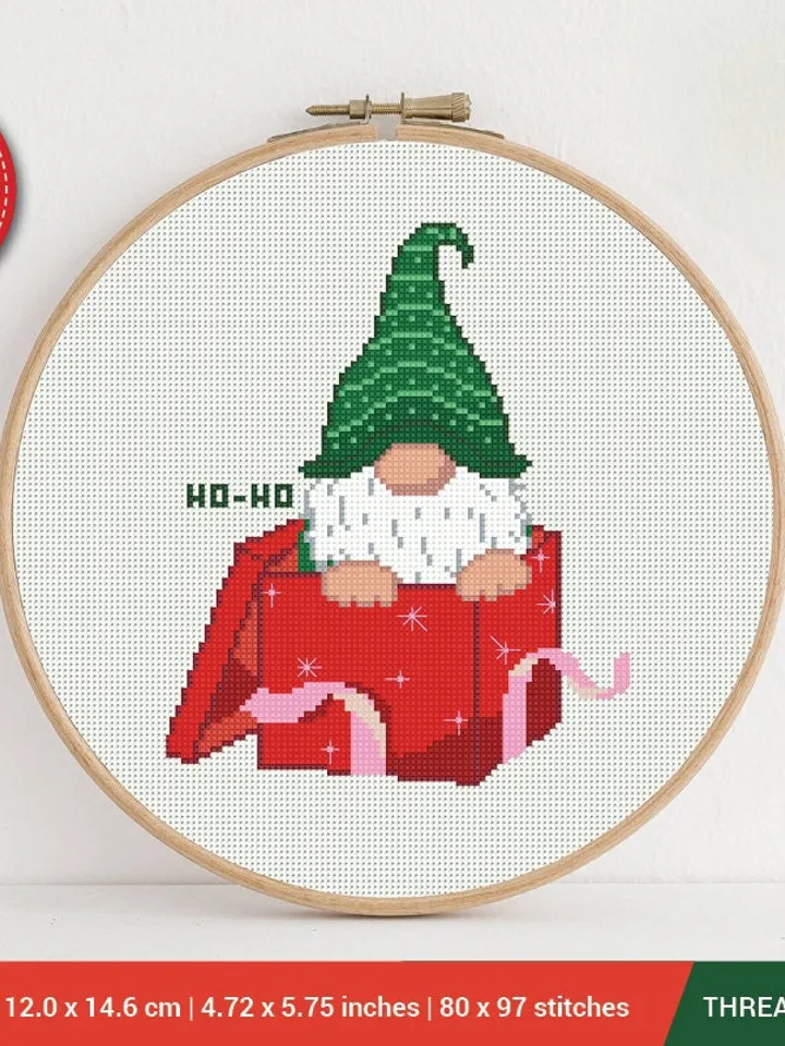 Gnome New Year 2021 Merry Christmas Cross stitch pattern | Embroidery Pattern | Instant Download | Embroidery Designs