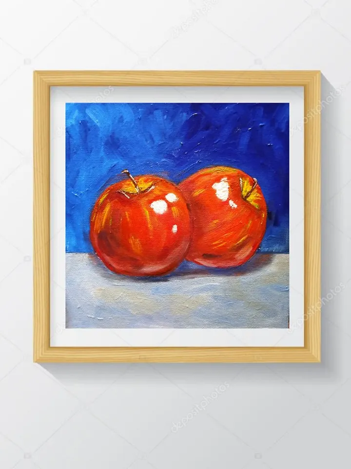 Still Life Bright Red Apples Original Oil Painting Fruit Painting Fruit Art