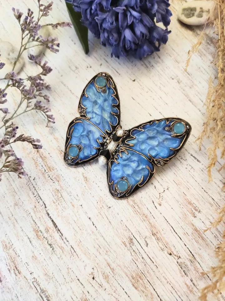 Brooch Butterfly Blue Morpho, butterfly effect, exclusive edition blue, Butterfly