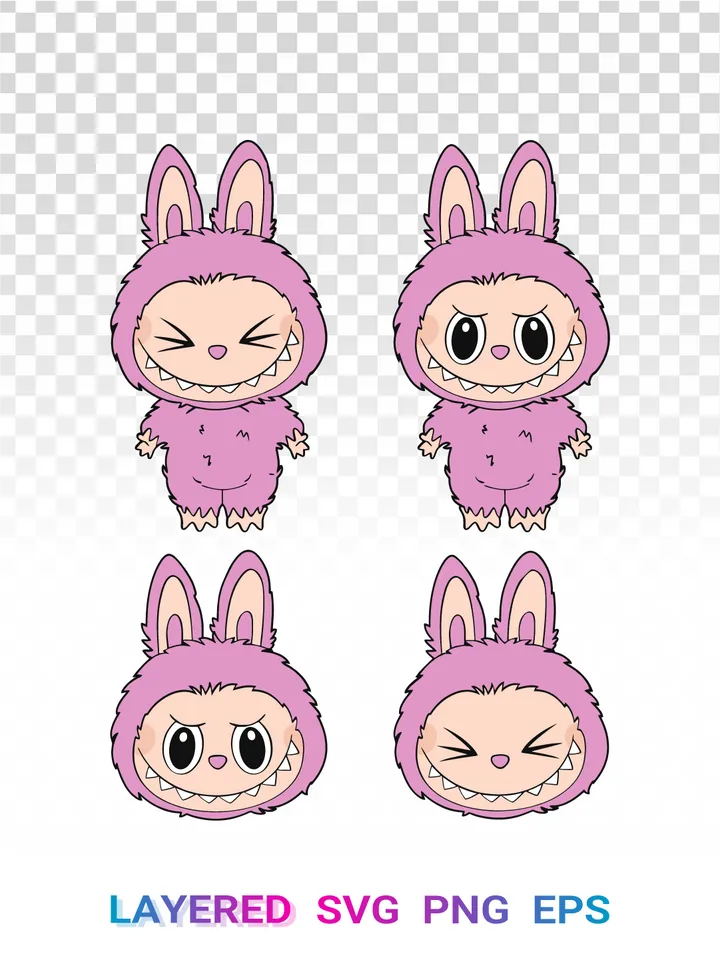 Labubu Character SVG, Kasing Lung PNG, Kawaii Monster Cricut Set