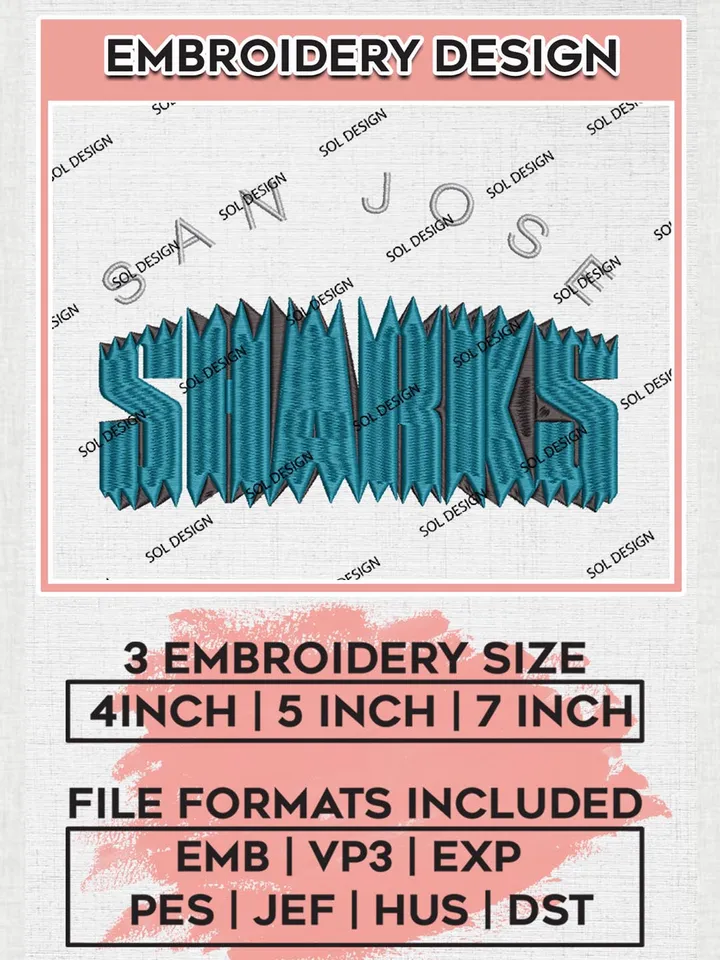 NHL San Jose Sharks Logo Embroidery Designs, NHL San Jose Sharks Team Logo Embroidery, NHL Embroidery Designs, NHL Machine Embroidery Designs, Digital Download