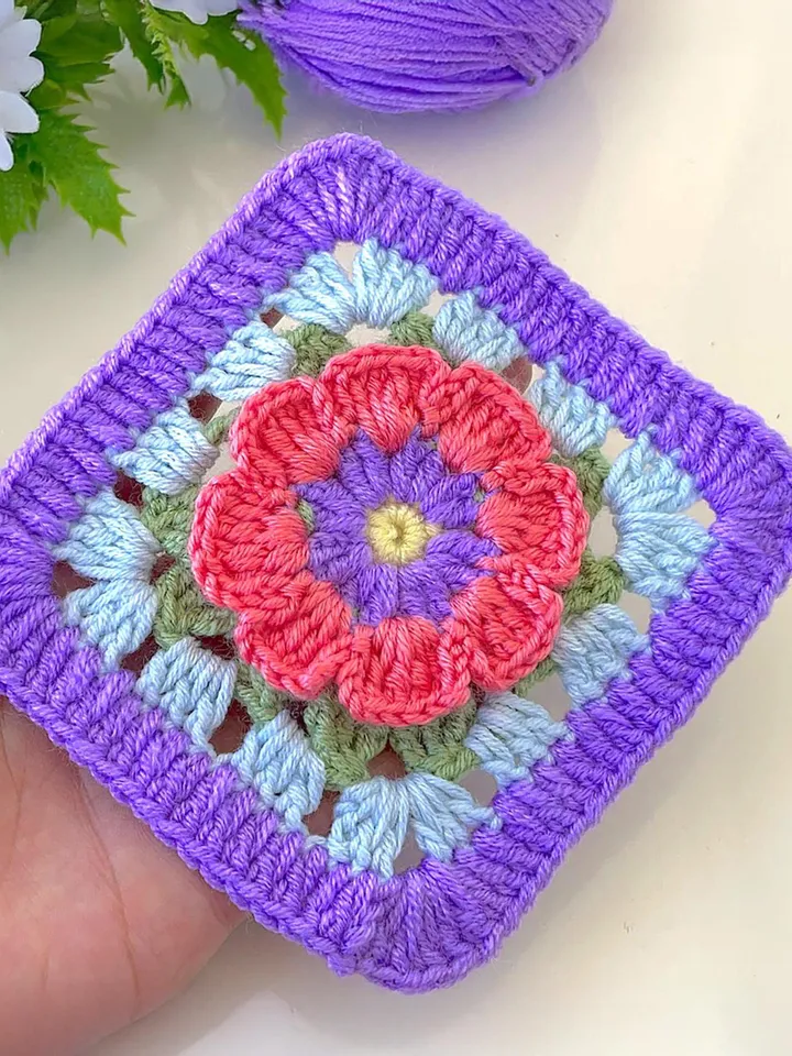 3D Granny Square Crochet Pattern for Baby Blanket & Pillow | Easy Crochet Square DIY Pattern for Beginners