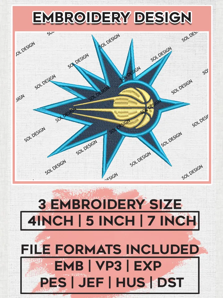 Noblesville Boom NBA Basketball Team Logo Embroidery Designs, NBA G League Team Embroidery Files, Basketball Machine Embroidery Designs, NBA Noblesville Boom Team Logo, Sport Machine Embroidery Design, Digital Download