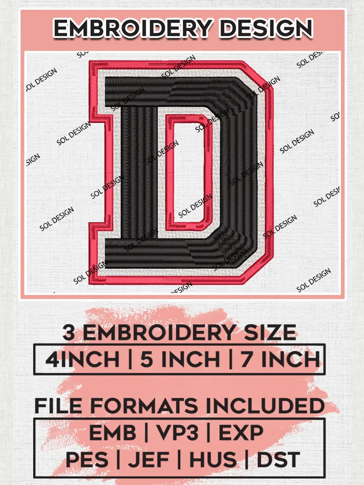 Davidson Wildcats College Football Team Letter Logo Embroidery Design Files, NCAA Davidson Wildcats Machine Embroidery, NCAA Teams, 3 sizes, NCAA Machine embroidery designs, Digital Download